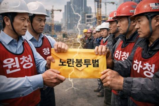 하청 노동자 보호를 강화하는 노란봉투법의 시행으로 노조는 정당한 단체행동의 정당성을 주장하지만, 원청은 공정 지연과 비용 증가를 우려하며 긴장이 고조되고 있다. 현장에서는 노동권 보장과 경영 부담 완화 사이의 균형을 둘러싼 갈등이 표면화되며, 산업 전반에서도 법의 실효성과 현장 적용 기준을 둘러싼 논의가 이어지고 있다./사진제공=ai생성 이미지