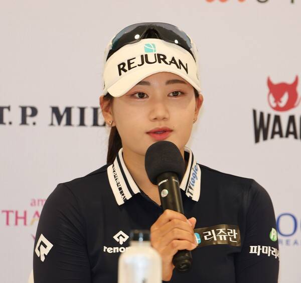 한국여자프로골프(KLPGA) 투어 2026시즌 첫 대회인 '신설 대회' 리쥬란 챔피언십에 출전하는 노승희 프로가 사전 공식 기자회견에 참석한 모습이다. 사진제공=KLPGA (사진을 무단으로 사용하지 마십시오.)
