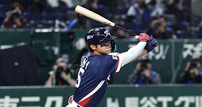 ▲ 컴투스 프로야구 모델인 김도영은 이번 대회에서 결정적인 순간 맹활약하며 대표팀 8강 진출에 앞장 섰다 ⓒ연합뉴스