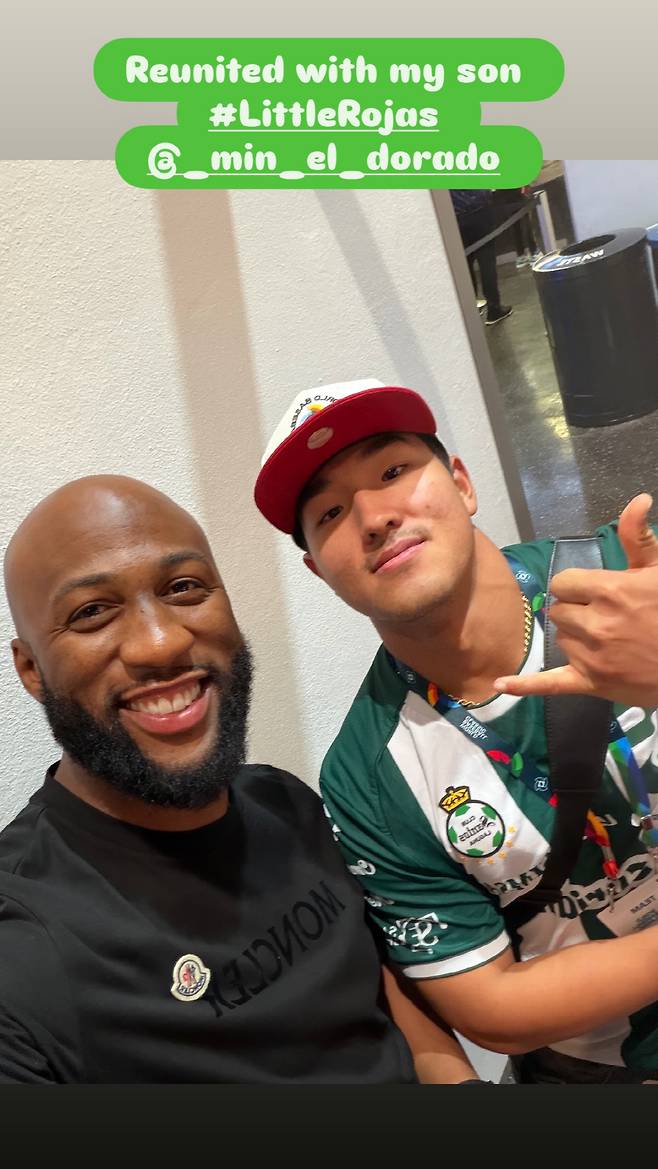 뜻밖의 부자상봉, 반가워하는 로하스와 안현민. 스포츠조선DB