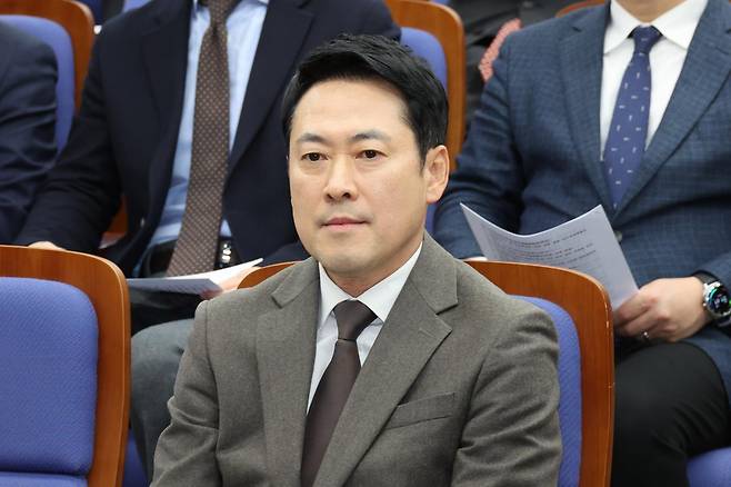 장동혁 국민의힘 대표가 12일 오후 서울 여의도 국회에서 열린 의원총회에 참석해 있다. 2026.03.12.[서울=뉴시스]