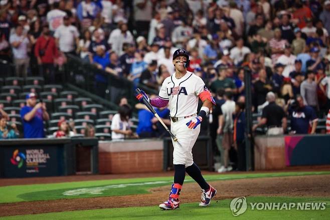 삼진으로 물러난 미국 대표팀 에런 저지.연합뉴스