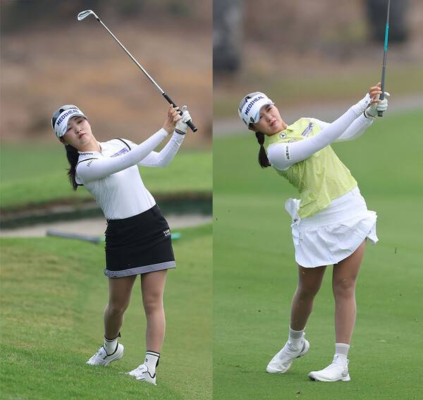 한국여자프로골프(KLPGA) 투어 2026시즌 첫 대회인 '신설 대회' 리쥬란 챔피언십에 출전한 이예원, 박현경 프로가 1라운드에서 경기하는 모습이다. 사진제공=KLPGA (사진을 무단으로 사용하지 마십시오.)