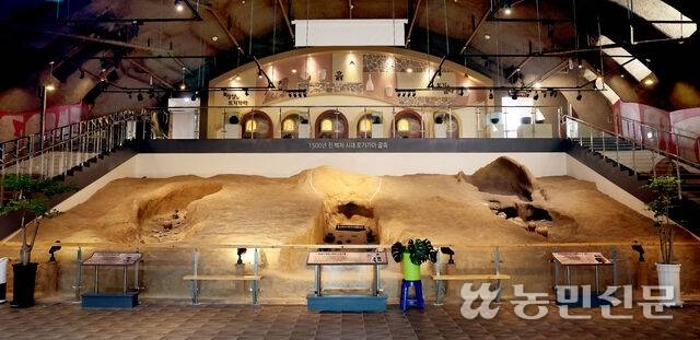 충남 청양군 대치면 ‘백제문화체험박물관’ 내부에는 토기가마 유적을 복원해 재현한 전시관이 자리한다. 흩어진 토기와 파편이 백제시대 가마터의 모습을 떠올리게 한다. 청양=김도웅 프리랜서 기자