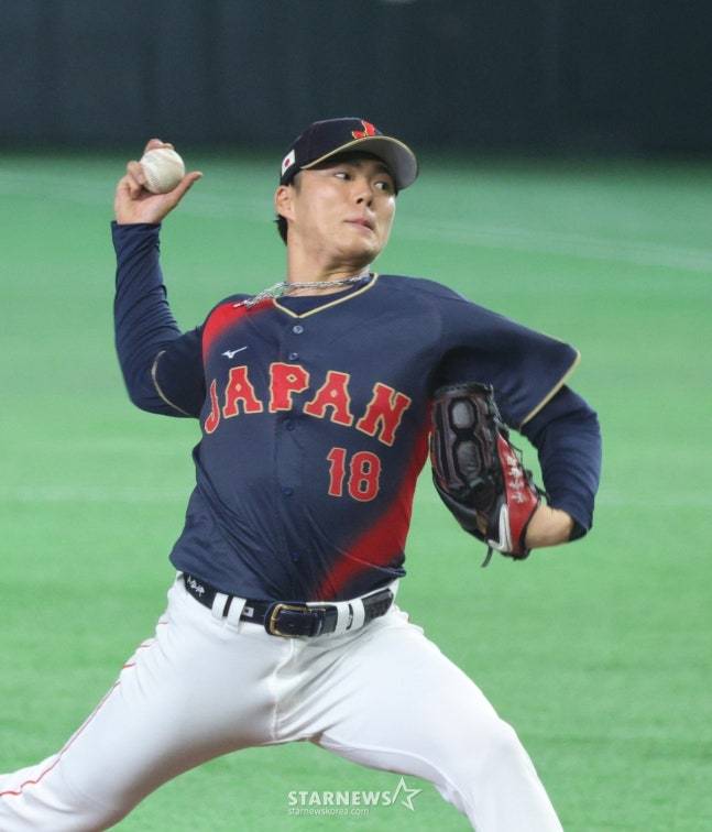 지난 6일 대만전에 선발로 나선 야마모토. /사진=강영조 선임기자