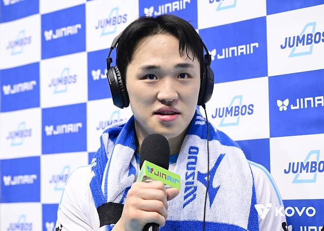 경기 후 인터뷰하는 대한항공의 임동혁 [한국배구연맹 제공. 재판매 및 DB 금지]