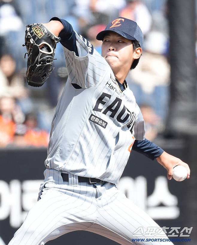 13일 대전 한화생명볼파크에서 열린 KBO리그 시범경기 한화와 삼성의 경기. 투구하고 있는 한화 황준서. 대전=송정헌 기자songs@sportschosun.com/2026.03.13/