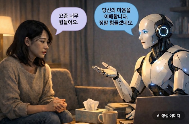인공지능(AI)과 상담하는 모습을 AI로 추출한 이미지