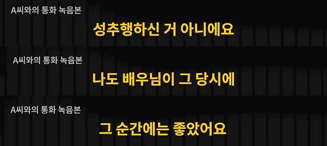 한지상이 공개한 A씨 녹취록 내용. /유튜브