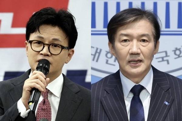 한동훈 전 국민의힘 대표(왼쪽), 조국 조국혁신당 대표. / 사진=연합뉴스