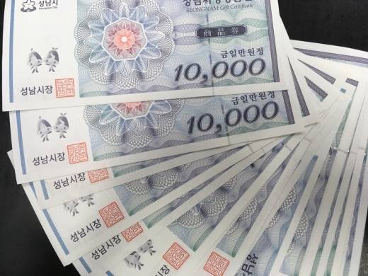 성남시가 발행했던 성남사랑상품권(지역화폐) 사진. 사진 성남시