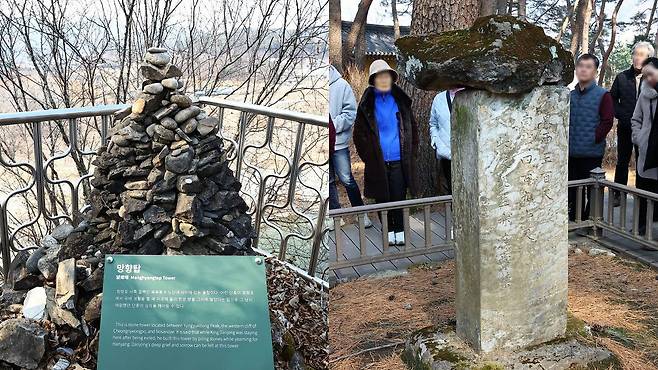 망향탑(왼쪽)과 금표비.
