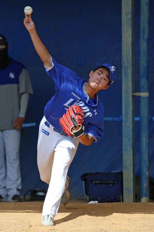 홍승원은 매우 높은 타점을 자랑한다./삼성 라이온즈