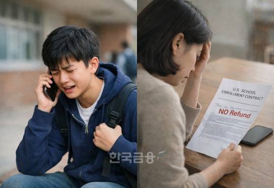 유학간 아이가 현지 부적응으로 다급히 귀국하게 됐지만 이미 지불한 학비를 환불해주지 않는다는 학교 통보에 부모는 억장이 무너진다.(생성형 AI 활용)