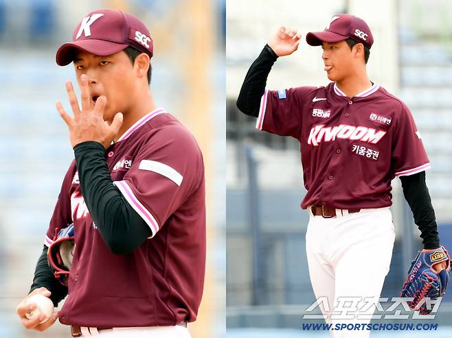 무사 만루 위기를 KKK로 지워낸 고졸 신인 키움 박준현은 안도의 한숨을 내쉬었다. 창원=박재만 기자