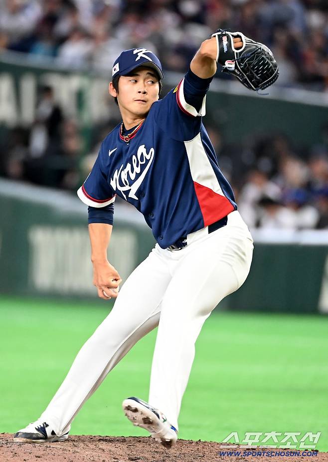 7일 일본 도쿄돔에서 열린 WBC(월드베이스볼클래식) 한국과 일본의 경기. 7회말 박영현이 역투하고 있다. 도쿄(일본)=허상욱 기자wook@sportschosun.com/2026.03.07/