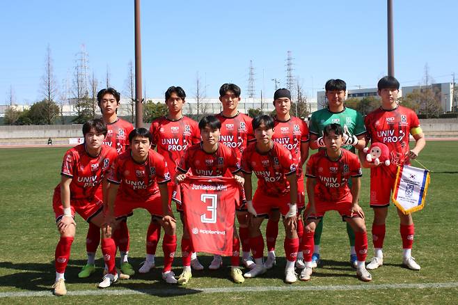 2026 덴소컵 한일 대학 축구 정기전에 나선 한국 대학 선발팀. 사진=대학축구연맹