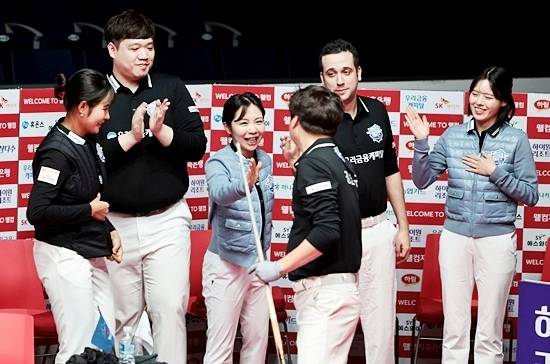 우리금융캐피탈이 5일 팀리그 5라운드 3일차 경기에서 웰컴저축은행을 꺾고 승점7을 확보, 1위로 올라섰다. (사진=PBA)