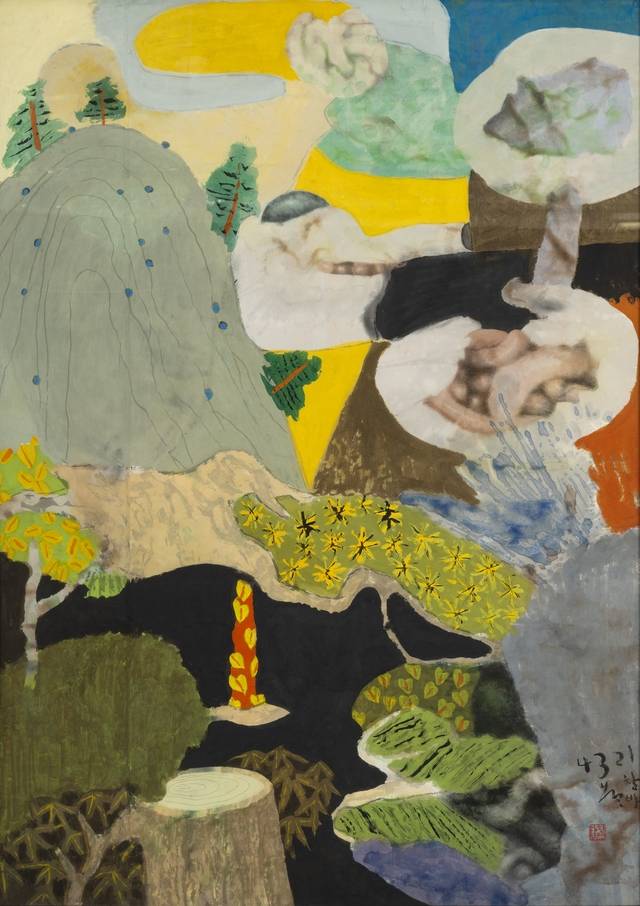 황창배 작, '무제', 종이에 수묵채색, 168×121.5㎝, 1988.