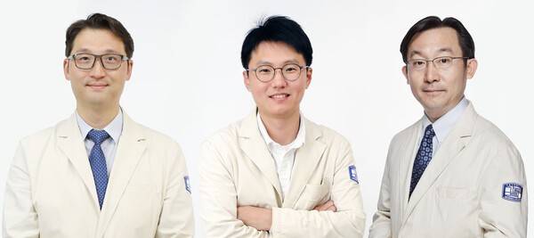 (왼쪽부터)가톨릭대 성빈센트병원 신경외과 김영일 교수, 종양내과 김현호 교수, 가톨릭대 서울성모병원 신경외과 양승호 교수 / 사진제공=성빈센트병원