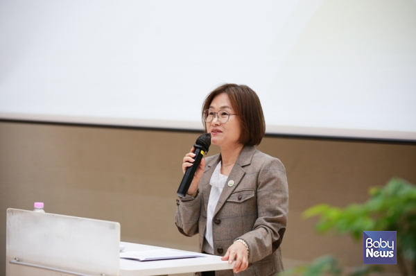 서금이 한국가정어린이집연합회장이 취임사를 전하고 있다. ⓒ한국가정어린이집연합회