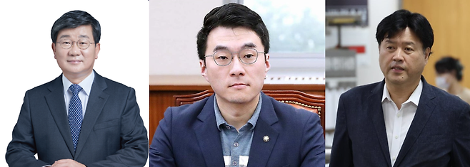 경기 안산갑 보궐선거에 거론되는 더불어민주당 예비후보. 왼쪽부터 전해철 전 국회의원, 김남국 대변인, 김용 민주연구원 전 부원장