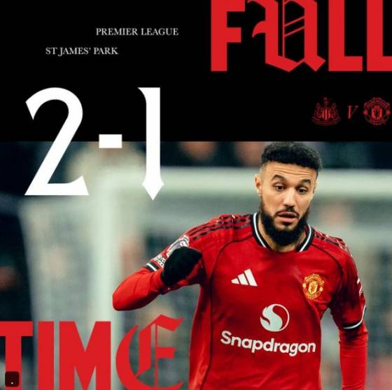 맨유는 지난  5일(한국시간) 영국 뉴캐슬의 세인트 제임스 파크에서 열린 '2025~2026시즌 잉글리시 프리미어리그(EPL)' 29라운드 원정에서 뉴캐슬에 1-2로 패배했다. 사진은 누사이르 마즈라위. /사진=맨유 공식 SNS 갈무리