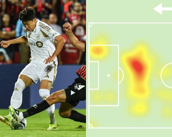 손흥민 알레후엘렌세 활약 장면과 히트맵. AFP연합뉴스, 소파스코어