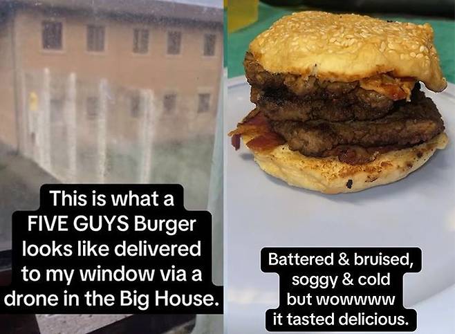 영국의 한 수감자가 교도소 창문을 통해 햄버거를 배달 받았다고 주장해 논란이 일고 있다. 틱톡