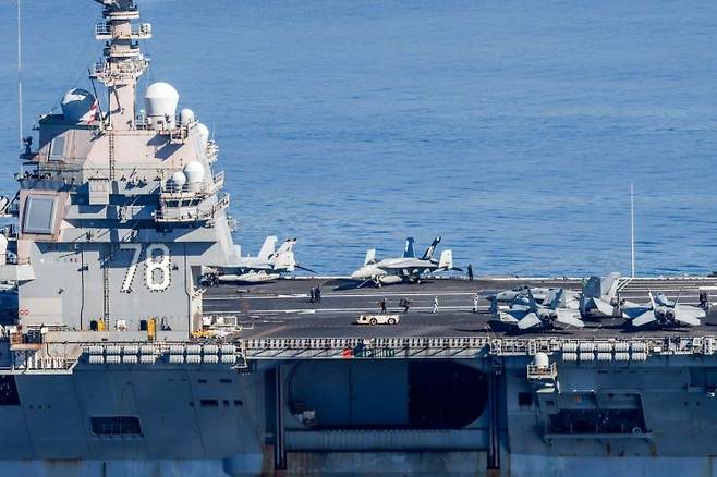 미 해군 원자력 추진 항공모함 '제럴드 R. 포드'호 AFP연합뉴스