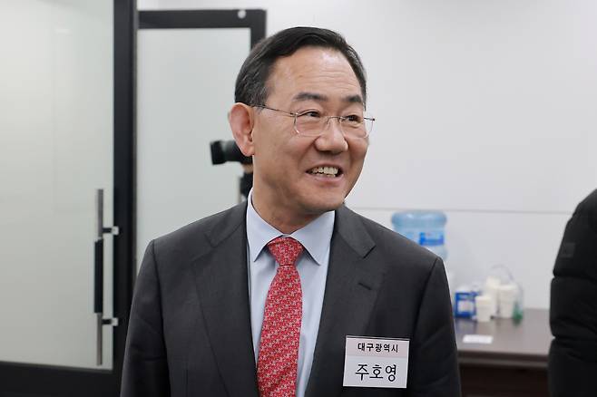 6·3 지방선거 대구시장에 도전하는 주호영 국회부의장이 10일 서울 영등포구 여의도 국민의힘 중앙당사에서 열린 광역단체장 후보 면접에 참석하고 있다. 연합뉴스