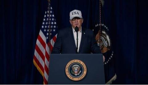 ▲트럼프 대통령이 이란 침공을 알리는 28일 영상 연설. 백악관 유튜브 갈무리