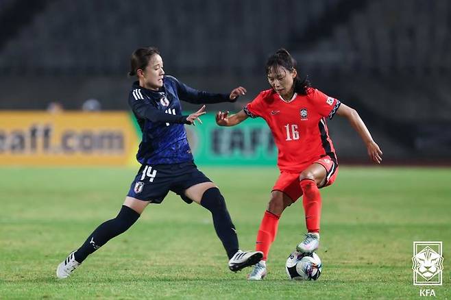 [서울=뉴시스]  2025 동아시아축구연맹(EAFF) E-1 챔피언십(동아시안컵) 당시 일본전에 출전한 한국 여자 축구 국가대표 장슬기. (사진=대한축구협회 제공) *재판매 및 DB 금지