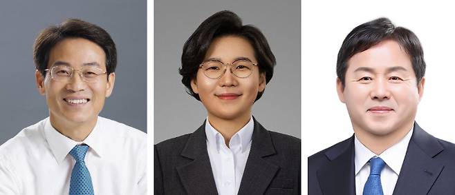 전남 강진군수 예비후보. (사진 왼쪽부터 가나다순) 강진원 강진군수, 김보미 전 강진군의회 의장, 차영수 전남도의원. 본인 제공