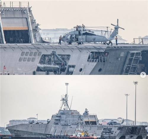 말레이시아 페낭항에 정박 중인 미 군함들. 더워존 제공