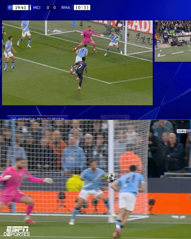 맨시티의 베르나르두 실바의 반칙 장면. ESPN