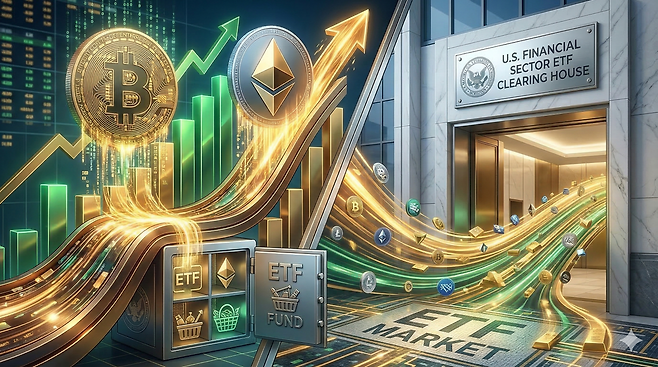 비트코인과 이더리움 현물 ETF 시장으로 기관 자금이 거세게 유입되는 가운데, 강력한 매수세가 가상자산 차트를 밀어 올리며 제도권 금융의 견고한 버팀목 역할을 하고 있는 모습. 출처=제미나이 생성