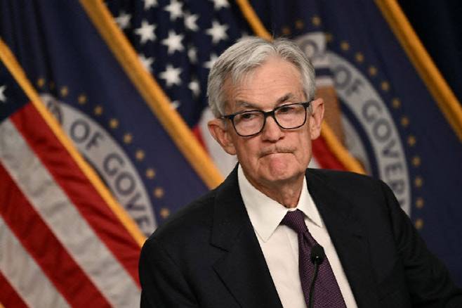제롬 파월 연방준비제도 의장이 18일(현지시간) 연방공개시장위원회(FOMC) 개최 이후 기자 회견을 하고 있다. (사진=AFP)