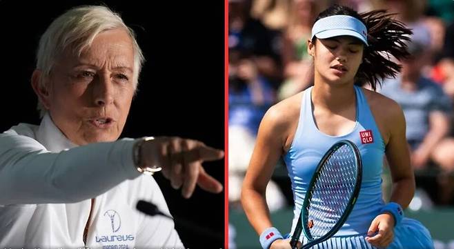 레전드 나브라틸로바(왼쪽)와 라두카누. 게티이미지