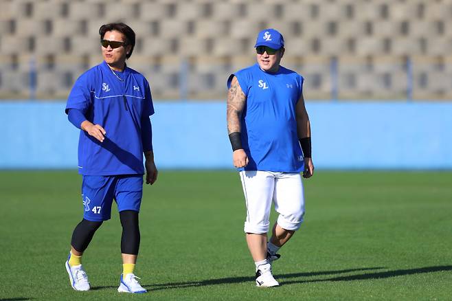 삼성 강민호-최형우. 삼성 제공