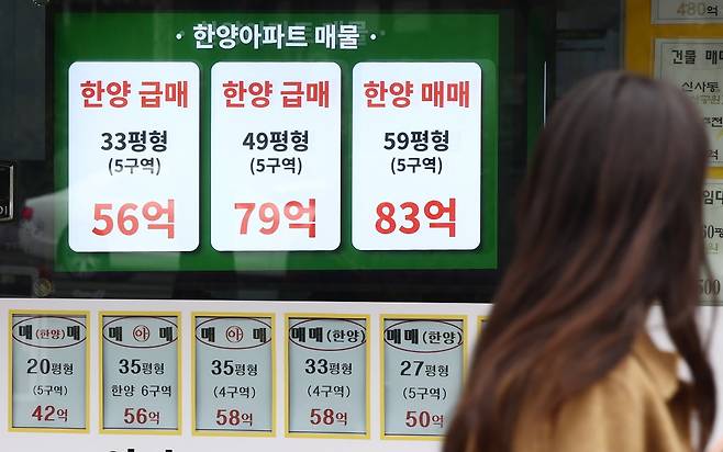 서울 아파트 공시가격 상승에 따른 보유세 부담과 다주택자 양도소득세 중과 유예 종료 시점이 다가오면서 매도 압력이 커지고 있는 가운데 18일 오후 서울 강남구의 한 부동산에 급매 안내문이 붙어 있다./ 사진=뉴스1