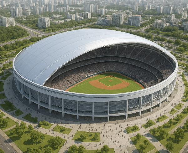 천안아산역 인근 야구 돔구장 조감도. AI 생성이미지