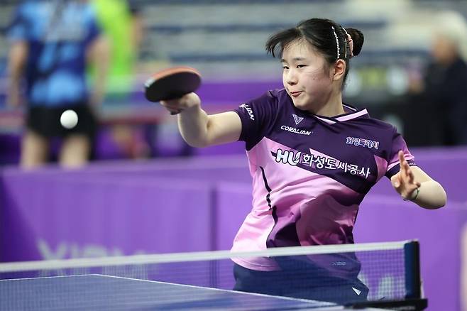프로탁구리그 여자 단식에 나선 허예림의 경기 장면 [한국프로탁구연맹 제공. 재판매 및 DB 금지]