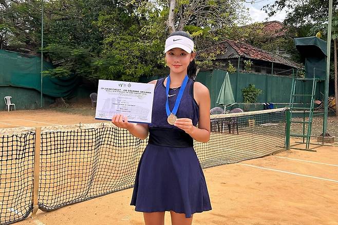 스리랑카 콜롬보 대회 복식 준우승을 했던 이예원 / 본인 제공