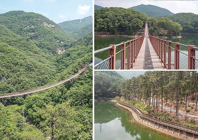 (왼)감악산 출렁다리 (오) 마장호수 출렁다리, 마장호수 산책로