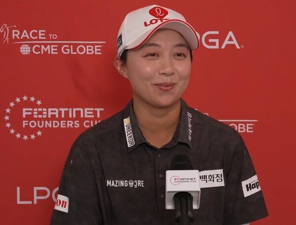 2026년 미국여자프로골프(LPGA) 투어 포티넷 파운더스컵에 출전한 김효주 프로가 1라운드 경기 후 인터뷰하는 모습이다. 사진출처=LPGA가 제공한 인터뷰 영상 화면 켑처 (사진을 무단으로 사용하지 마십시오.)