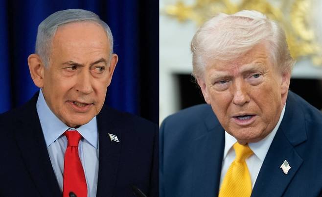 베냐민 네타냐후 이스라엘 총리와 도널드 트럼프 미국 대통령. 로이터, EPA 연합뉴스