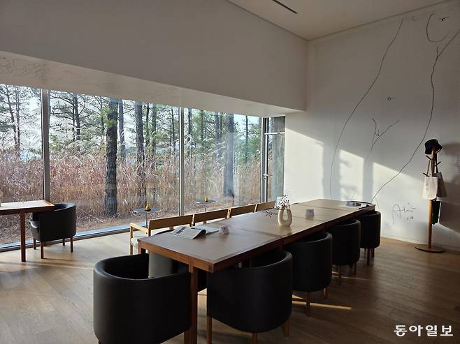 소요헌 북카페 ‘요요빈빈’에 있는 알바로 시자의 누드 크로키 드로잉 벽화.