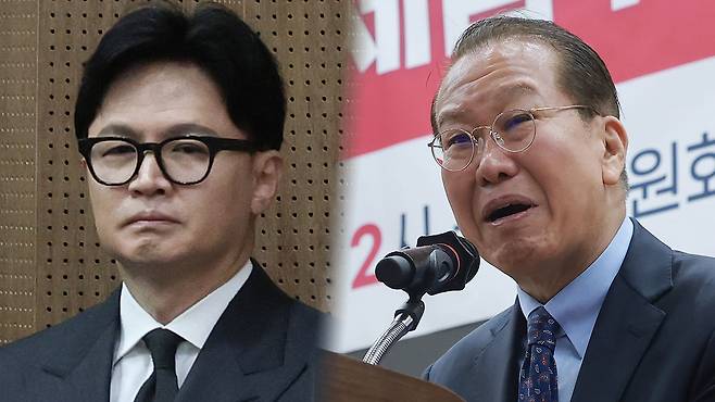 국민의힘 한동훈 전 대표, 권영세 의원 [자료사진]