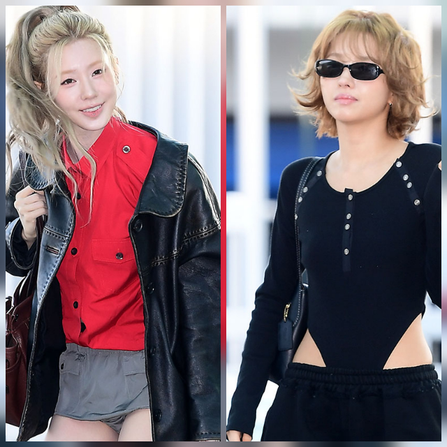 아이들 미연에 이어 소연까지, 같은 계열의 과감한 공항 패션이 시선을 끌었다. 사진=김영구 기자